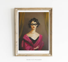 Charger l'image dans la galerie, Painting of a woman with a black masquerade mask covering her eyes.