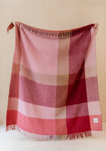 Charger l'image dans la galerie, Recycled Wool Blanket in Berry Waffle Block Check