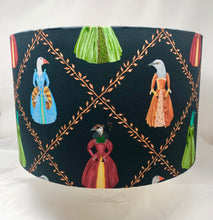 Load image into Gallery viewer, The Boleyn Birds - 16&quot;x10&quot; Drum Lampshade - Gold Interior