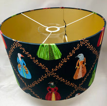 Load image into Gallery viewer, The Boleyn Birds - 16&quot;x10&quot; Drum Lampshade - Gold Interior