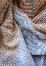 Charger l'image dans la galerie, Recycled Wool Blanket in Blue Herringbone Block Check