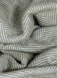 Olive Herringbone Recycled Wool Blanket