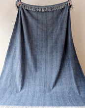 Load image into Gallery viewer, Navy Herringbone Recycled Wool Blanket