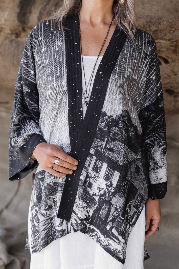 The Stargazer Matineé Duster (mid-length) w/ Celestial Print