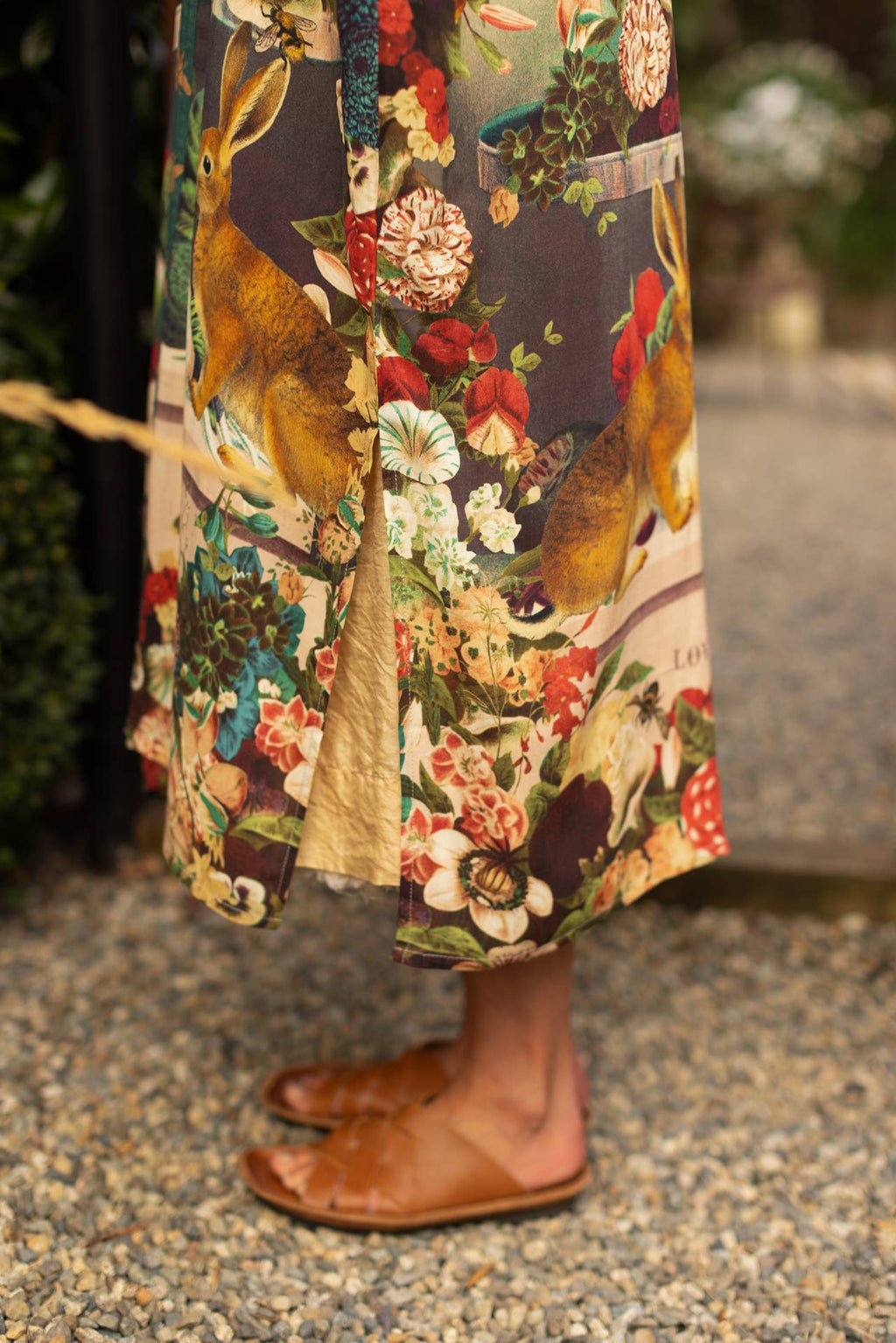Stay Gold Opera Duster Kimono Robe w/ Rabbit & Bees