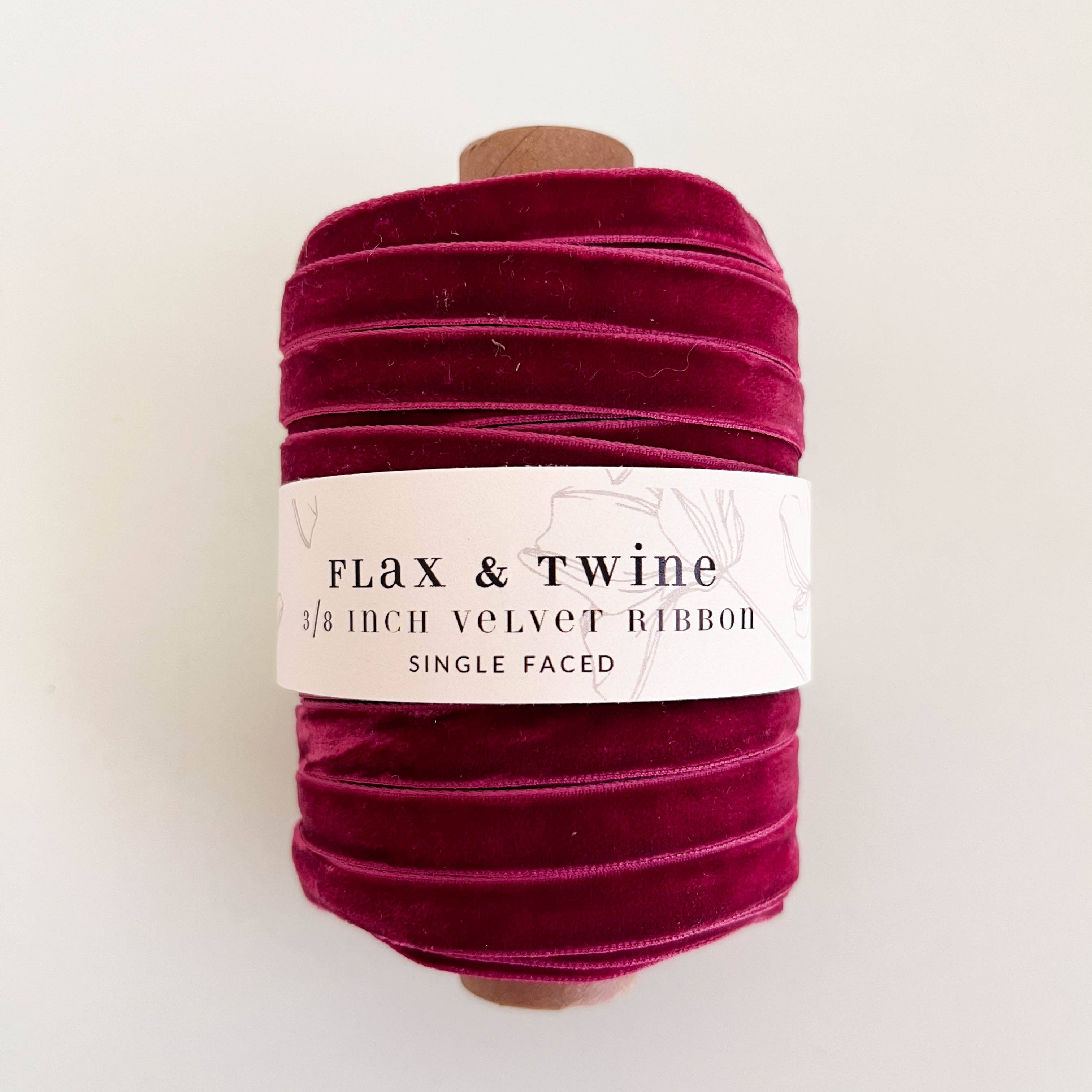 Flax & Twine 3/8" Velvet Ribbon - 30 Yards: Ruby