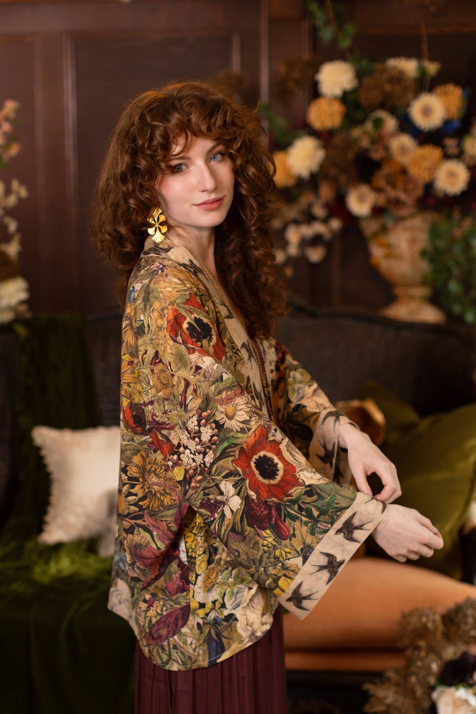 Golden Hour Pixie Duster Cropped Kimono w/ Florals