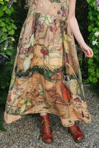 Lovelight Bohéme Slip Dress w/ whimsical woodland deer: L/XL (fits approx. size 12-16)