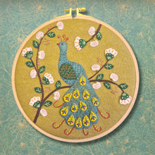 Load image into Gallery viewer, Flamboyant Peacock Appliqué Hoop Craft Kit: English