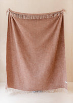 Recycled Wool Blanket in Rust Waffle