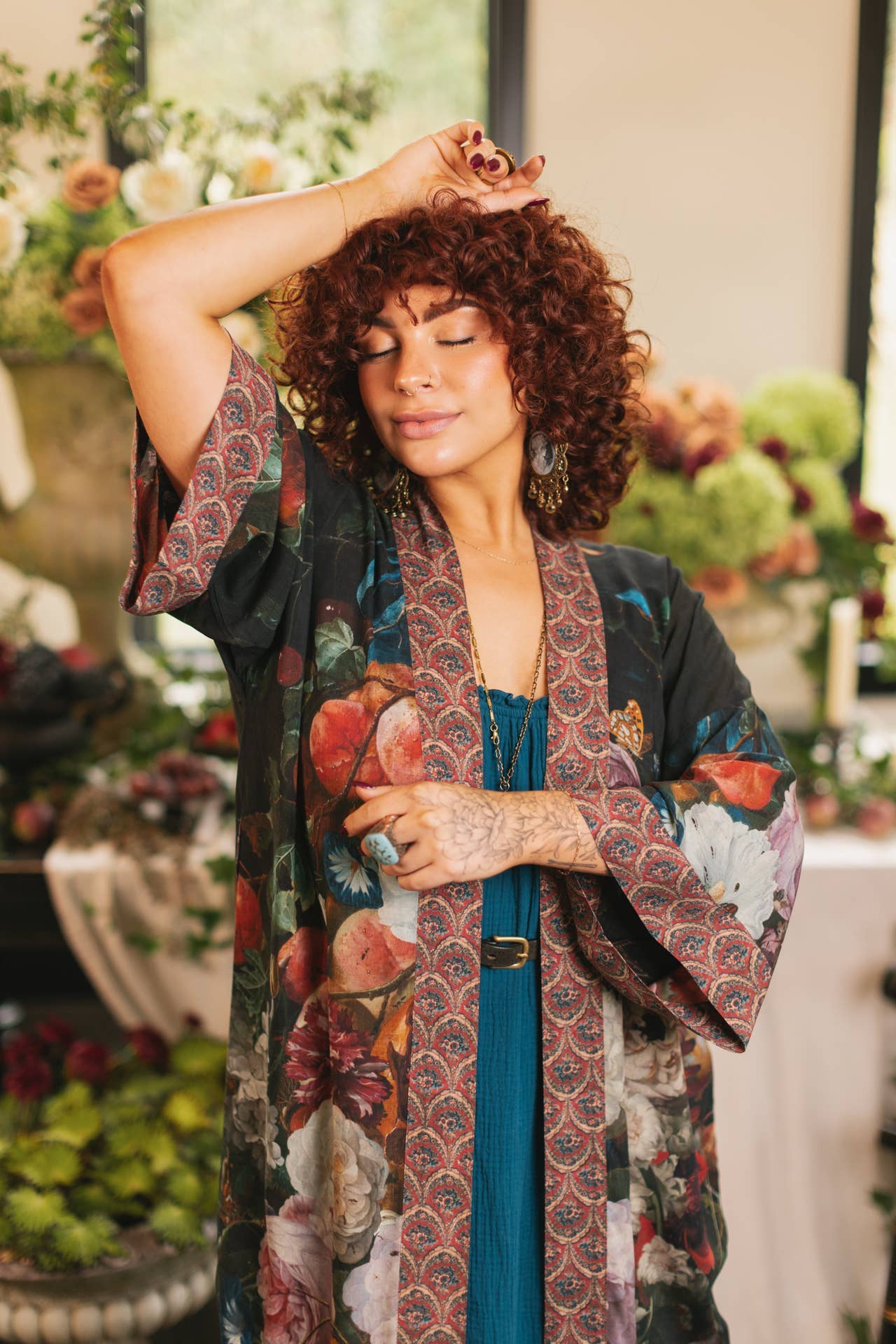 Flight of Fancy Opera Duster Kimono Robe Hummingbird
