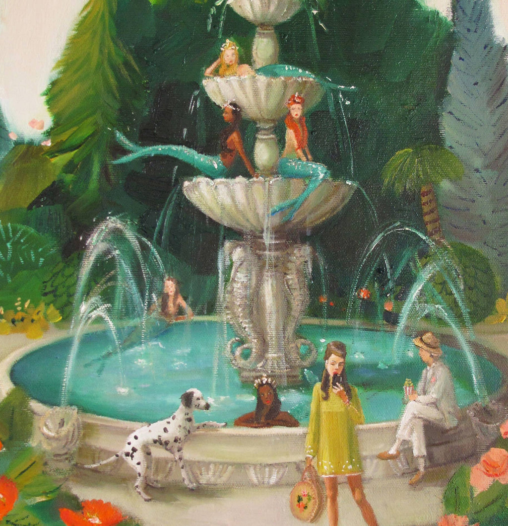 Impression d'art Selfie à la fontaine publique de la sirène - 8,5" X 11"