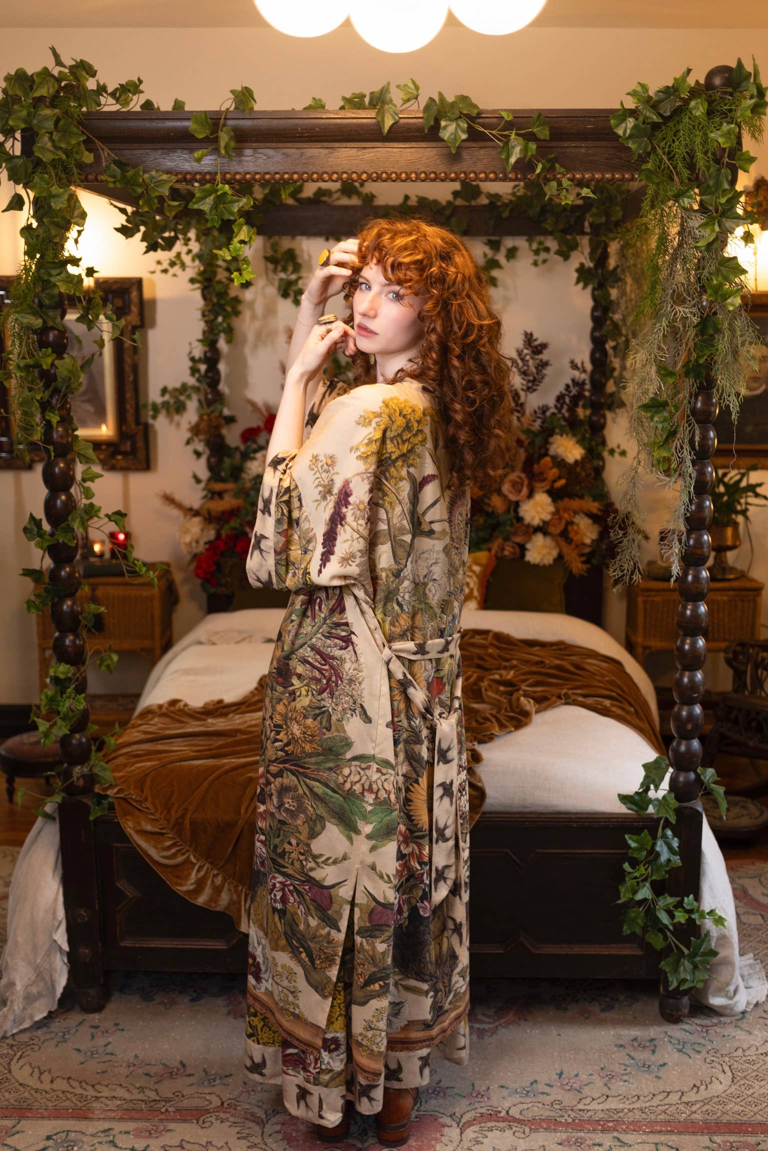 Golden Hour Opera Duster Kimono Robe w/ boho floral print