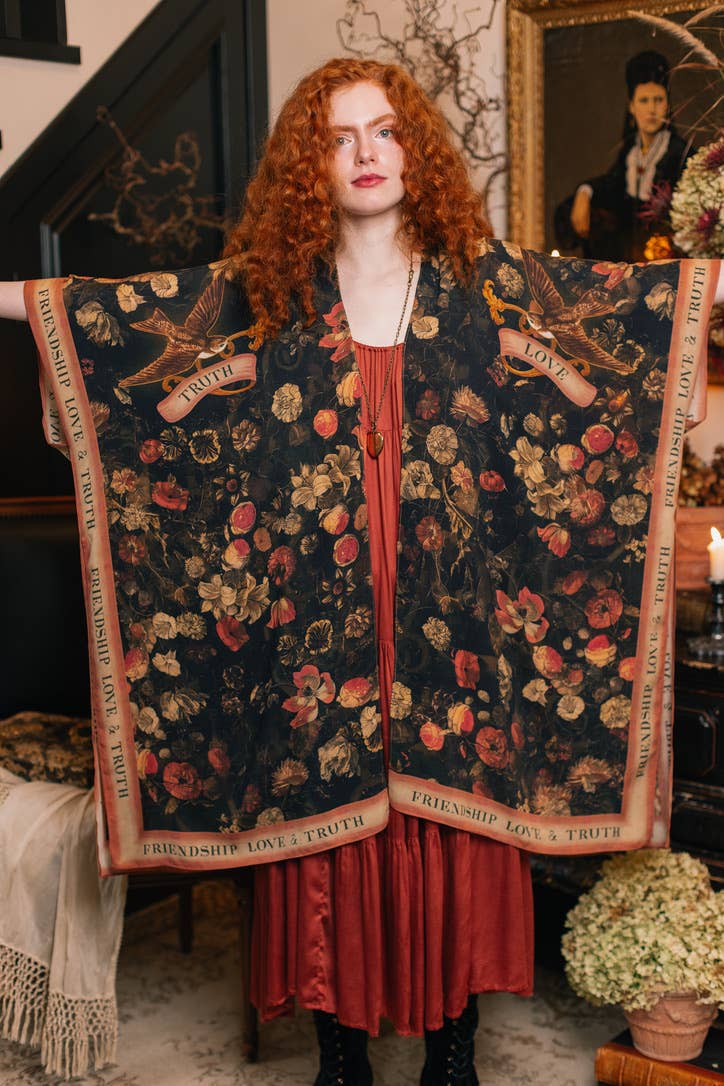 Heart of Gold Goddess Starduster Kimono w/ Sacred Heart