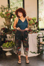 Flight of Fancy Linen Cropped Artist Pants w/ Hummingbird: L/XL
