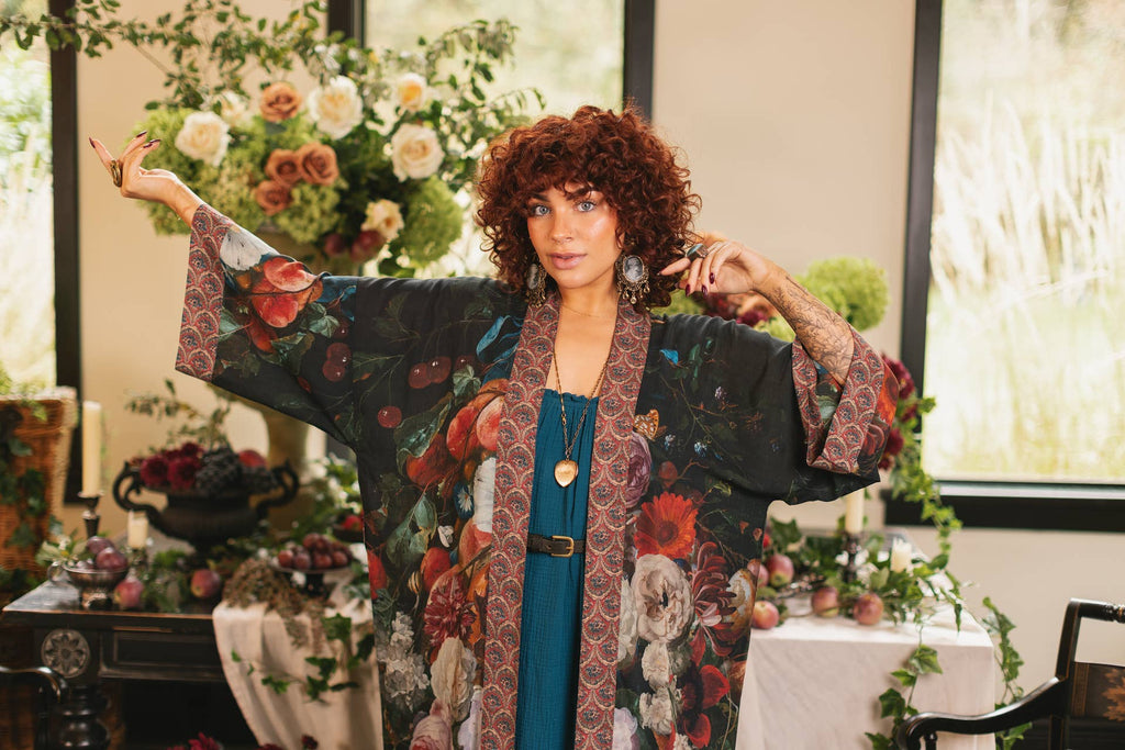Flight of Fancy Opera Duster Kimono Robe Hummingbird