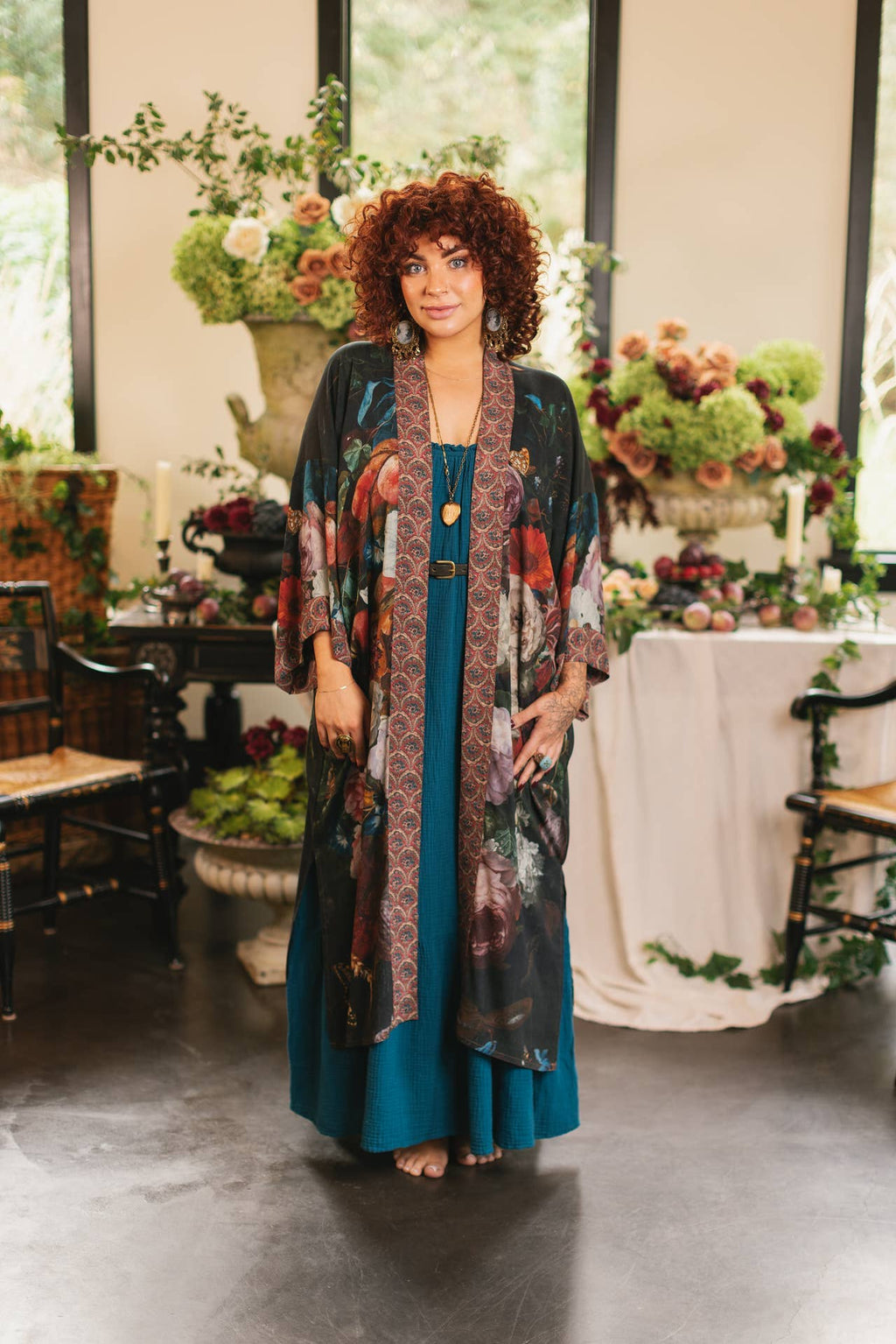 Flight of Fancy Opera Duster Kimono Robe Hummingbird