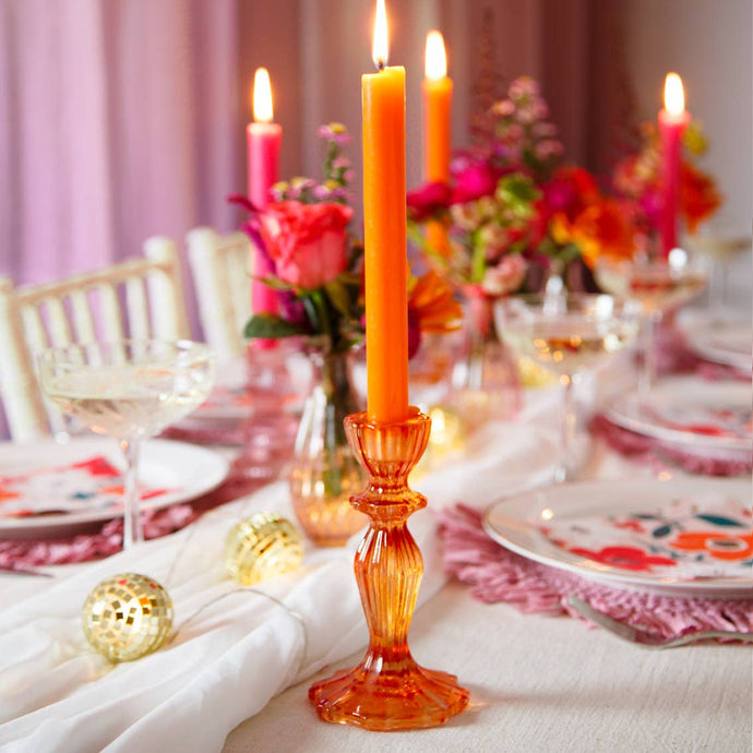 Orange Glass Candlestick