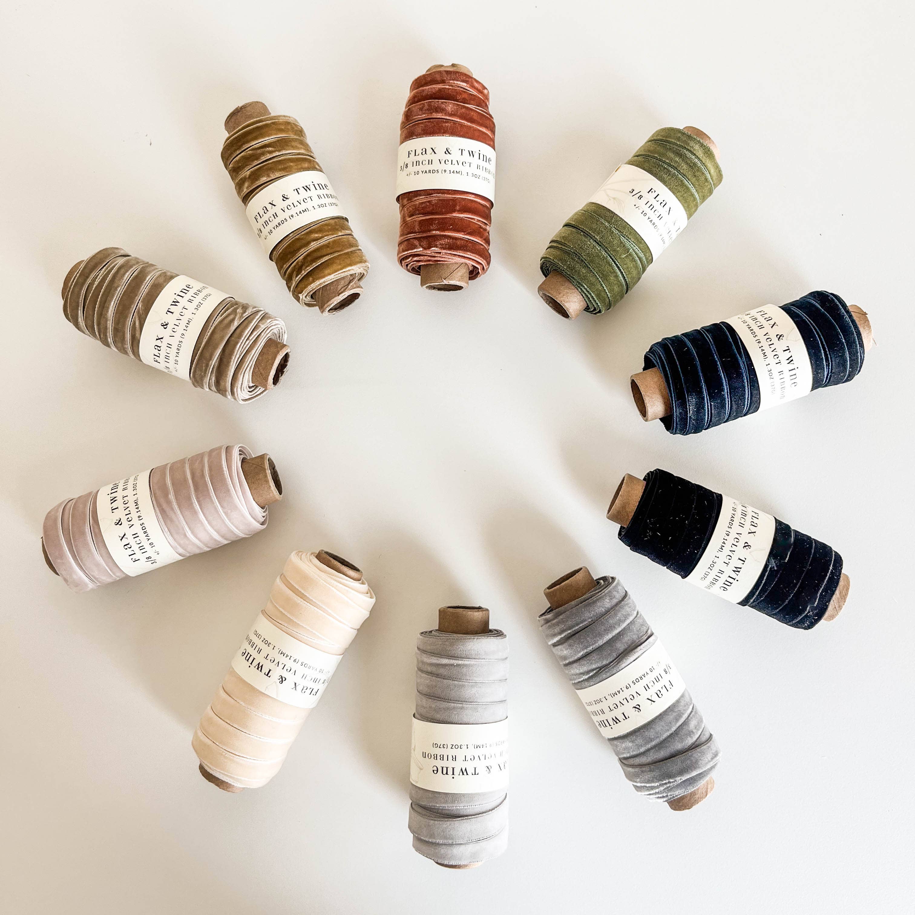 Flax & Twine 3/8" Velvet Ribbon - 10 Yards: Silver