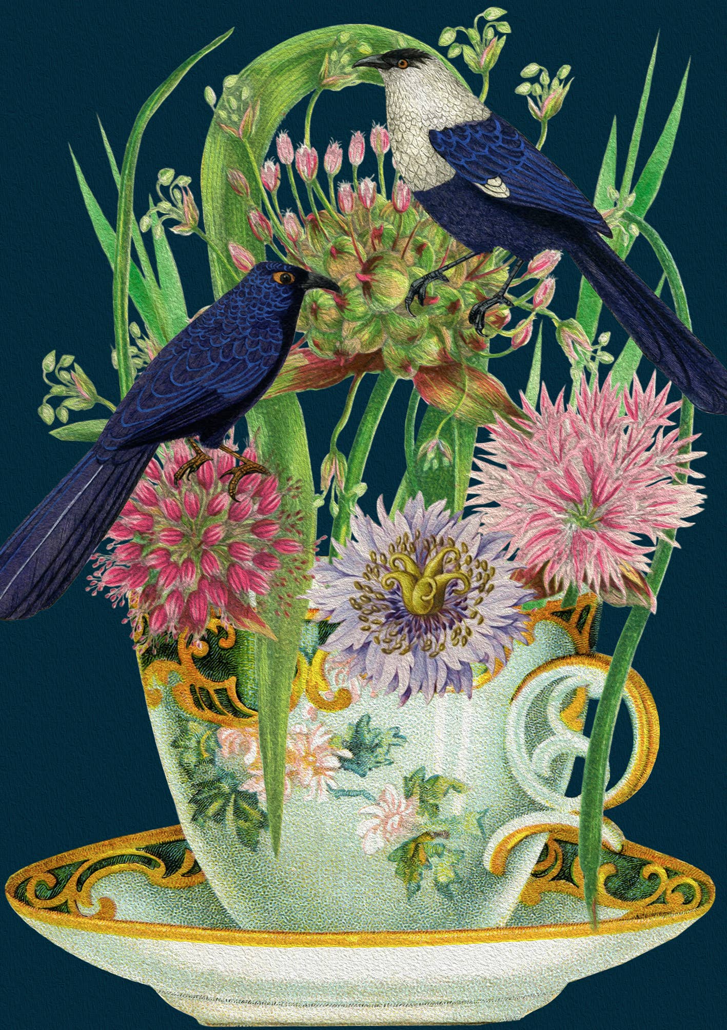 Blank Teacup Garden Greeting Card
