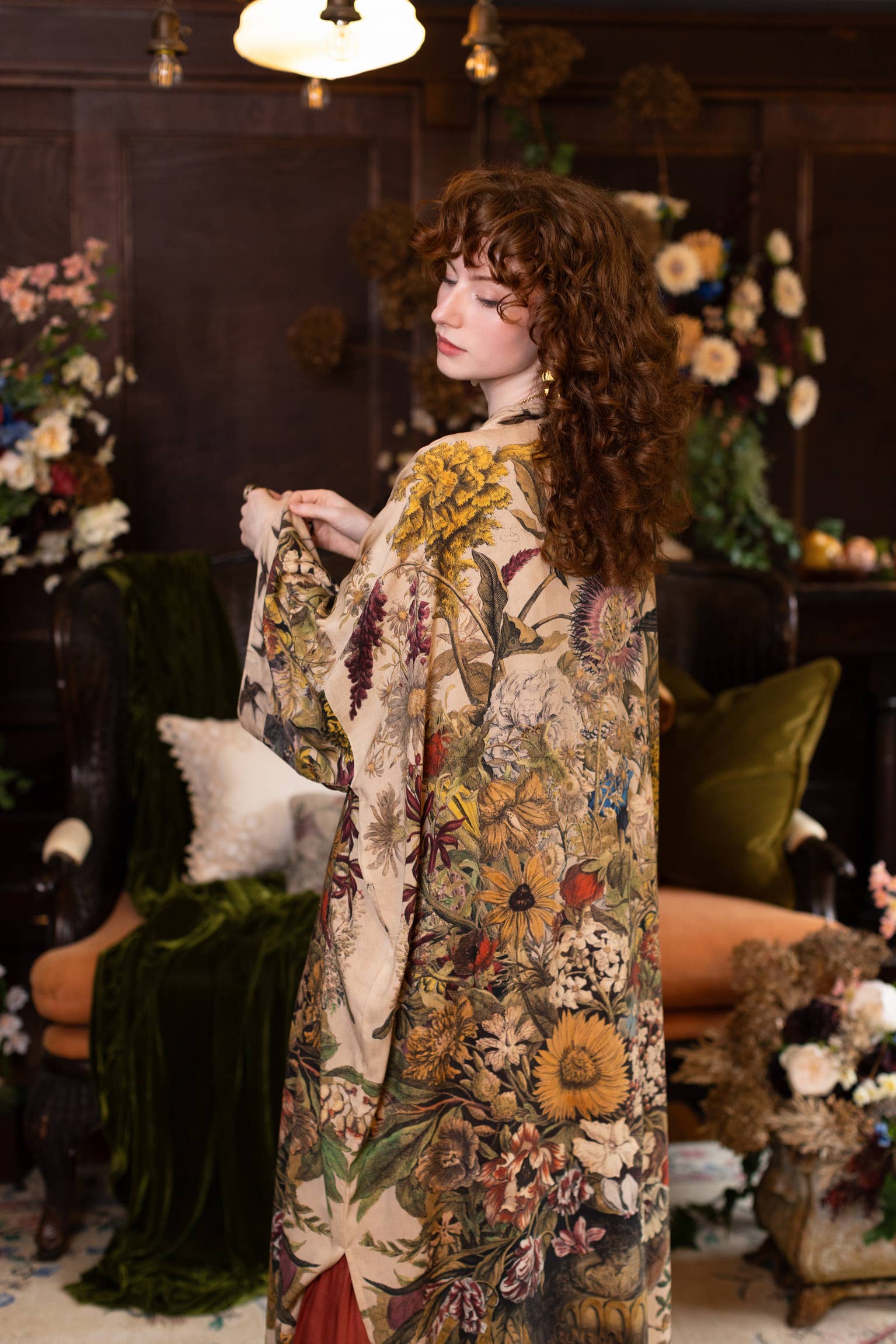 Golden Hour Opera Duster Kimono Robe w/ boho floral print