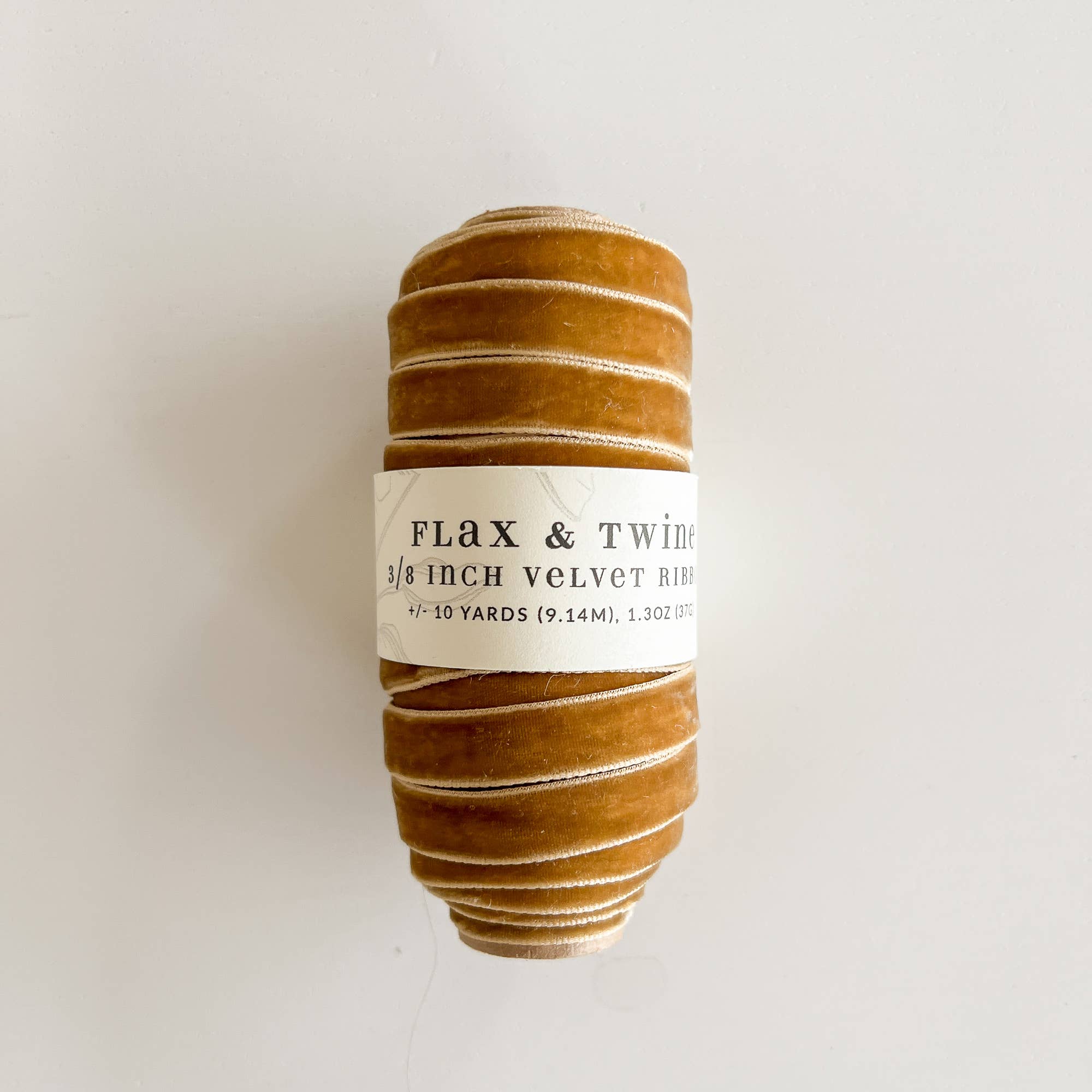Flax & Twine 3/8" Velvet Ribbon - 10 Yards: Gold