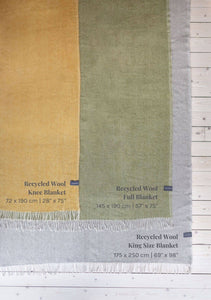 Recycled Wool King Blanket in Olive Herringbone