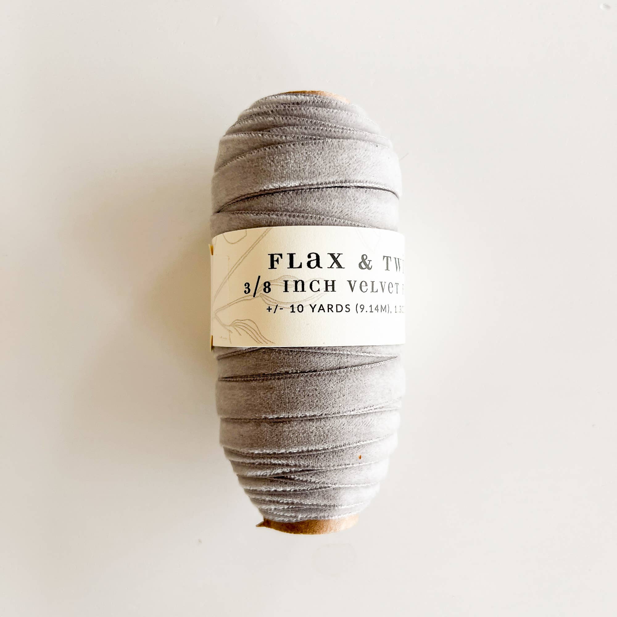 Flax & Twine 3/8" Velvet Ribbon - 10 Yards: Silver