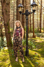 Lionheart Linen Crop Artist Pant w/ florals & Narnia print: Original O/S