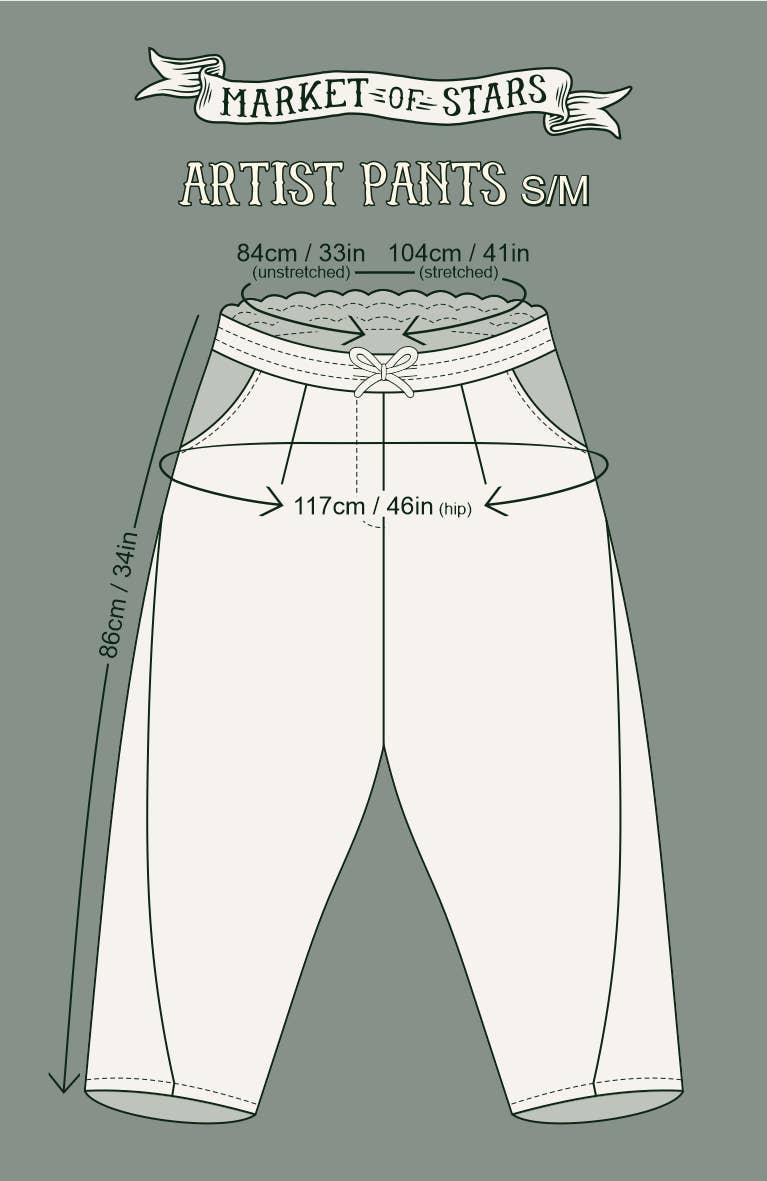 Flight of Fancy Linen Cropped Artist Pants w/ Hummingbird: L/XL
