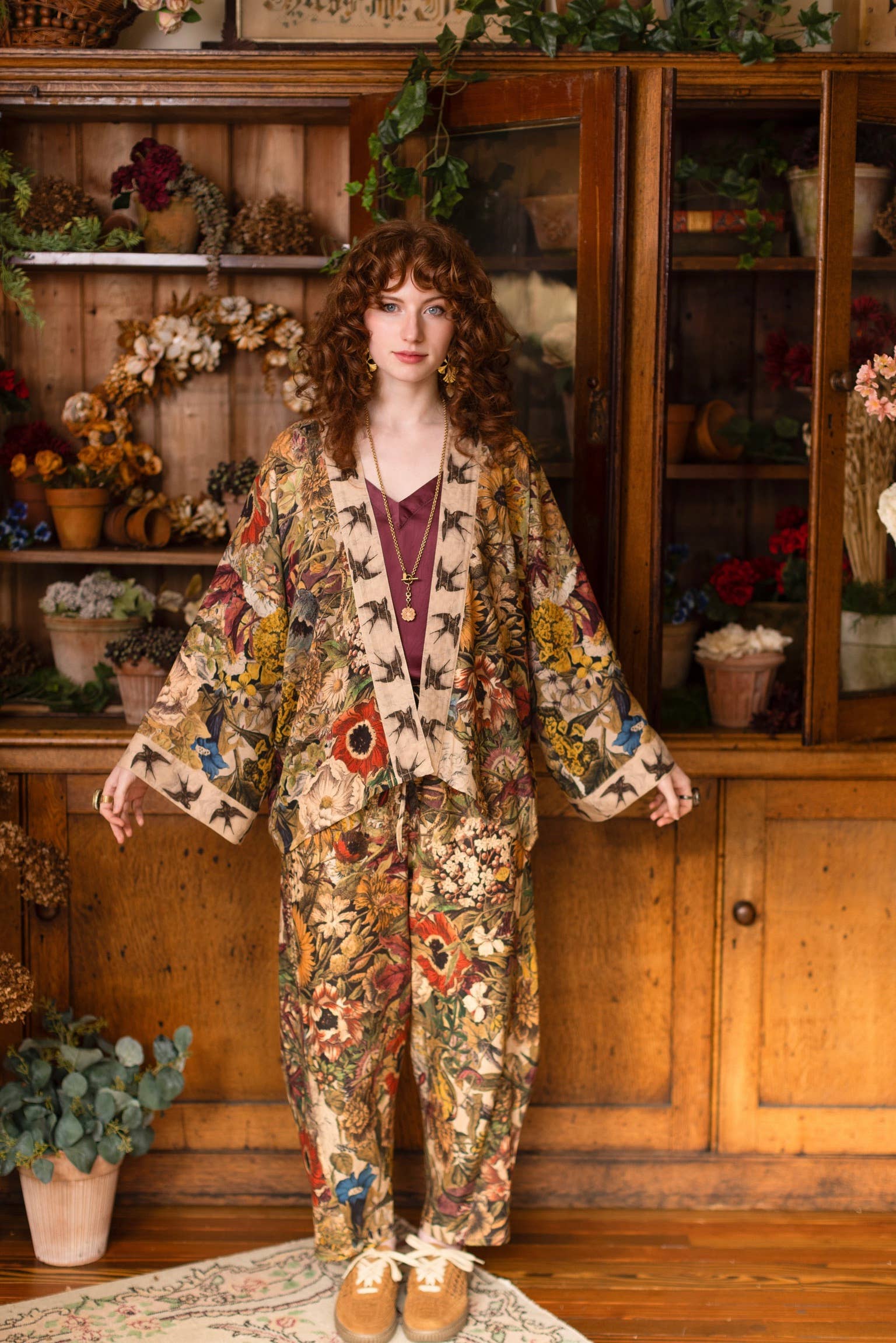 Golden Hour Pixie Duster Cropped Kimono w/ Florals