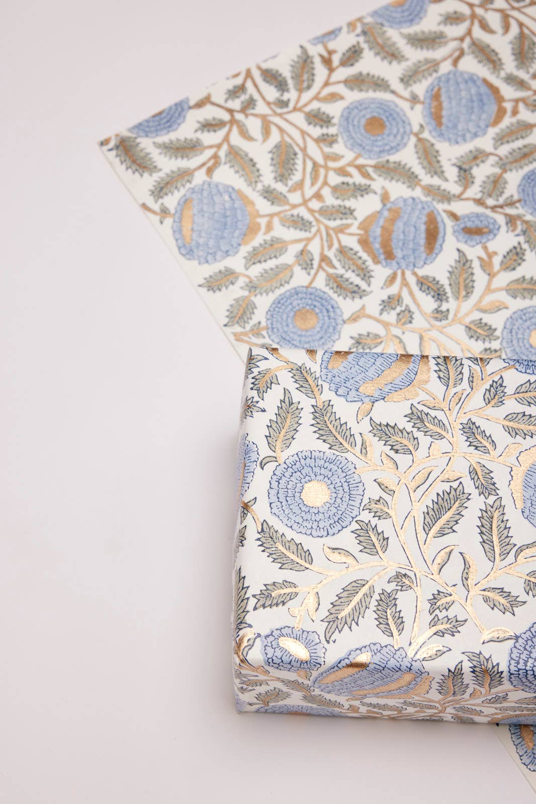 Handmade Indian Cotton Paper- Block Printed Marigold Glitz- Bluestone — Two  Hands Paperie
