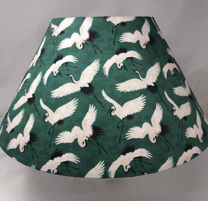 Green Cranes - 17.5"x8.75" Empire Shade. - White Interior