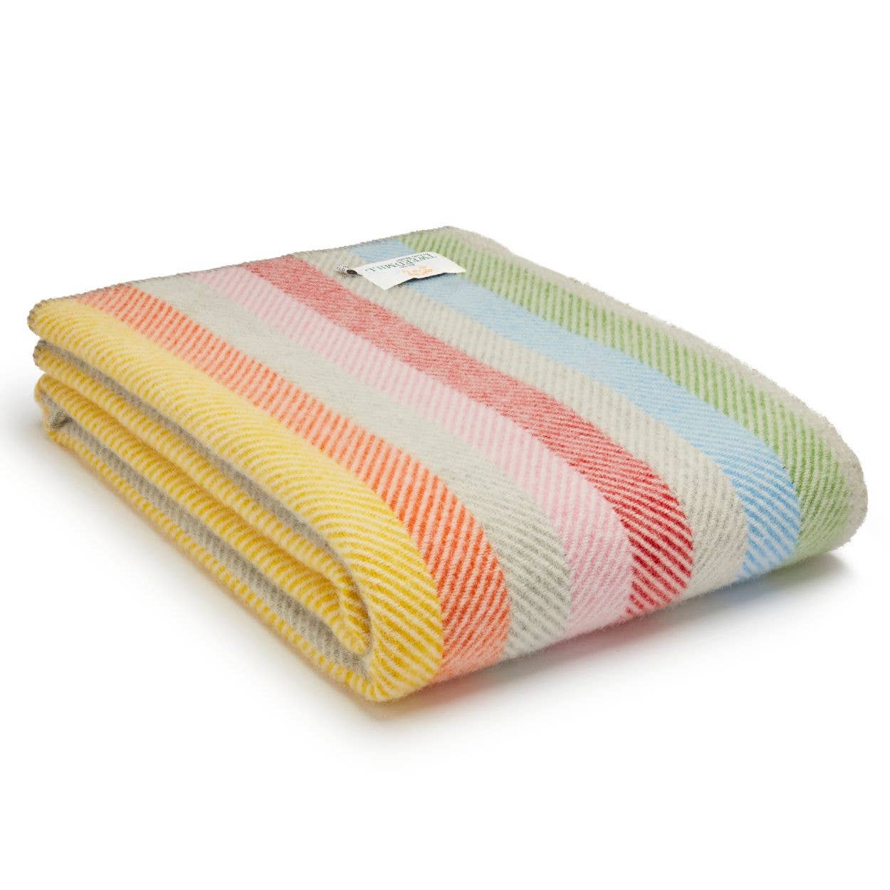 Rainbow Grey Stripe Blanket Stitch Throw