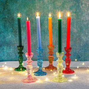 Dark Green Glass Candlestick