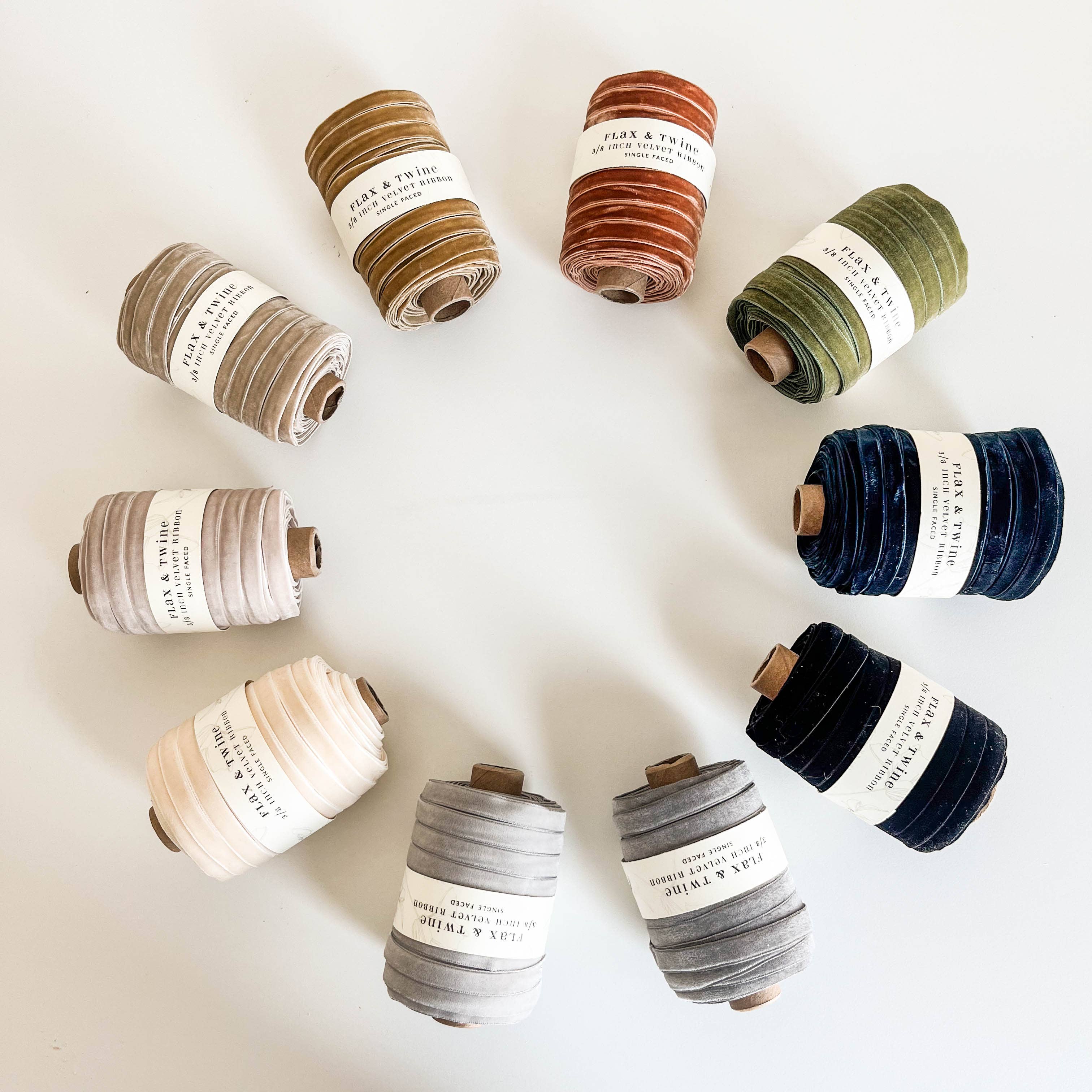 Flax & Twine 3/8" Velvet Ribbon - 30 Yards: Shell