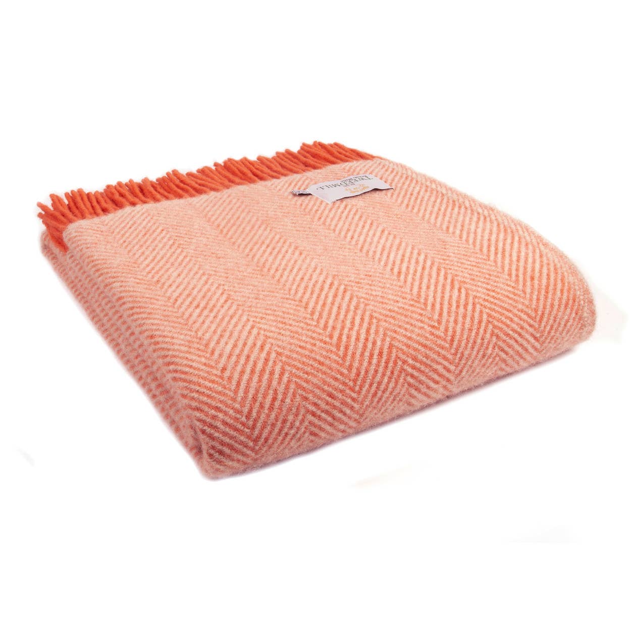 Herringbone Pure New Wool Throw : Flamingo & Pearl