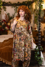 Golden Hour Artist Dress Tunic w/ Pockets & Floral Print: S/M (fits approx. size 6-10)