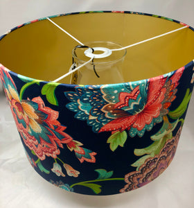 The Marg - Navy - 16"x10" Drum Lampshade - Gold Interior