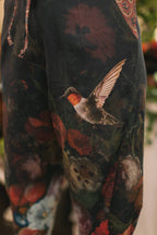 Flight of Fancy Linen Cropped Artist Pants w/ Hummingbird: L/XL