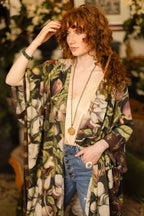 Fleur De Lune Goddess Starduster Kimono w/ Florals & Bees