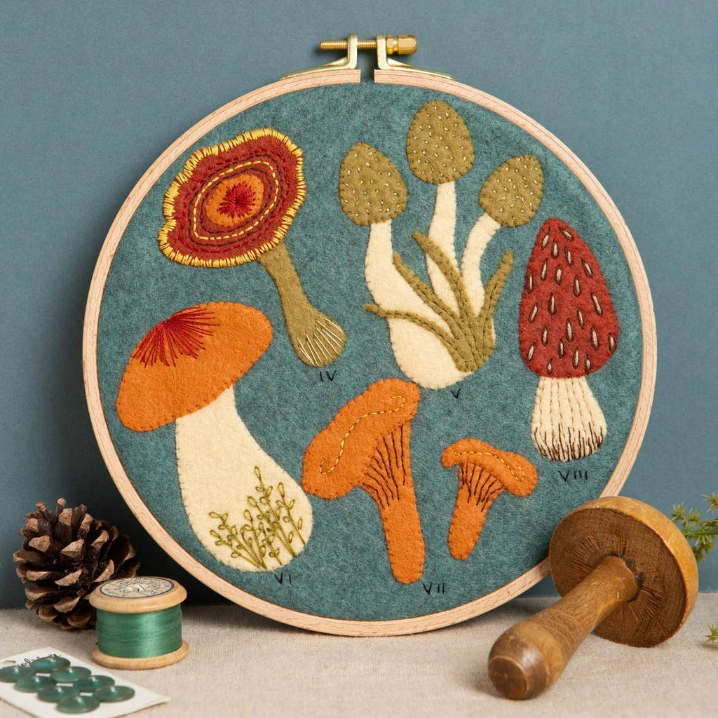 Fungi Appliqué Hoop Craft Kit: English