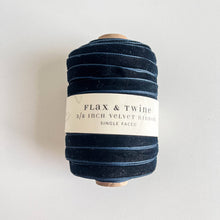 Load image into Gallery viewer, Flax &amp; Twine 3/8&quot; Velvet Ribbon - 30 Yards: Sapphire