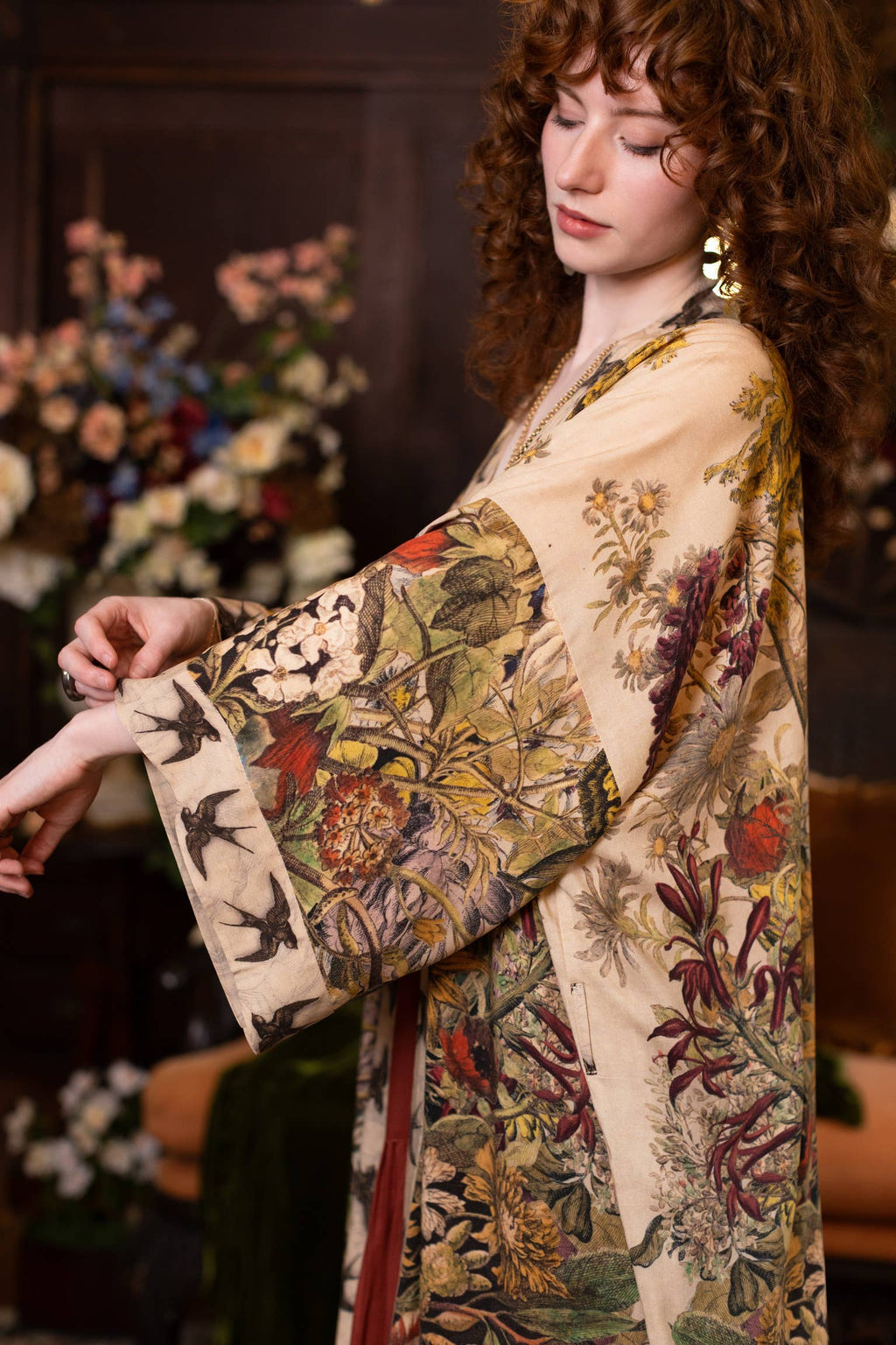 Golden Hour Opera Duster Kimono Robe w/ boho floral print