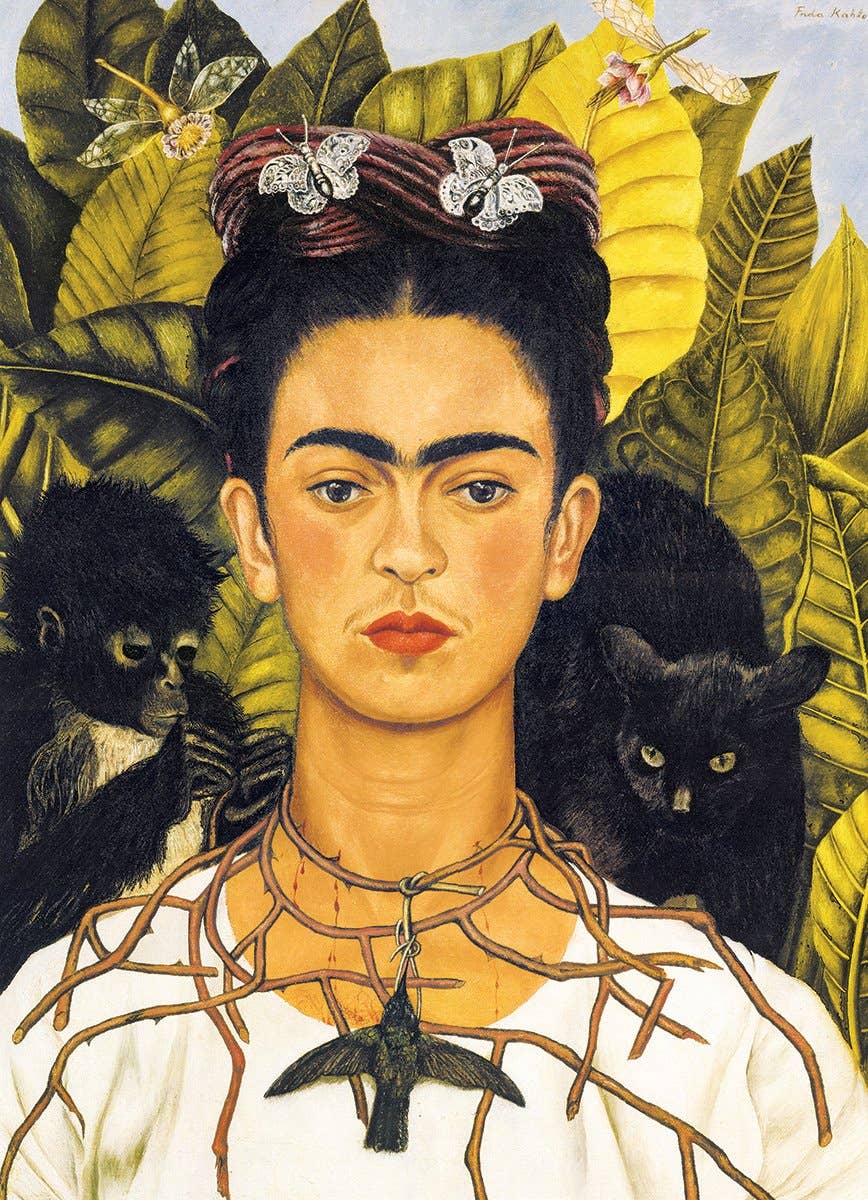 Self-Portrait with Thorn Necklace and Hummingbird