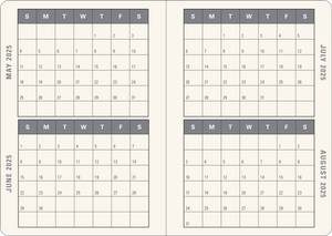 May to August Calendar pages. 