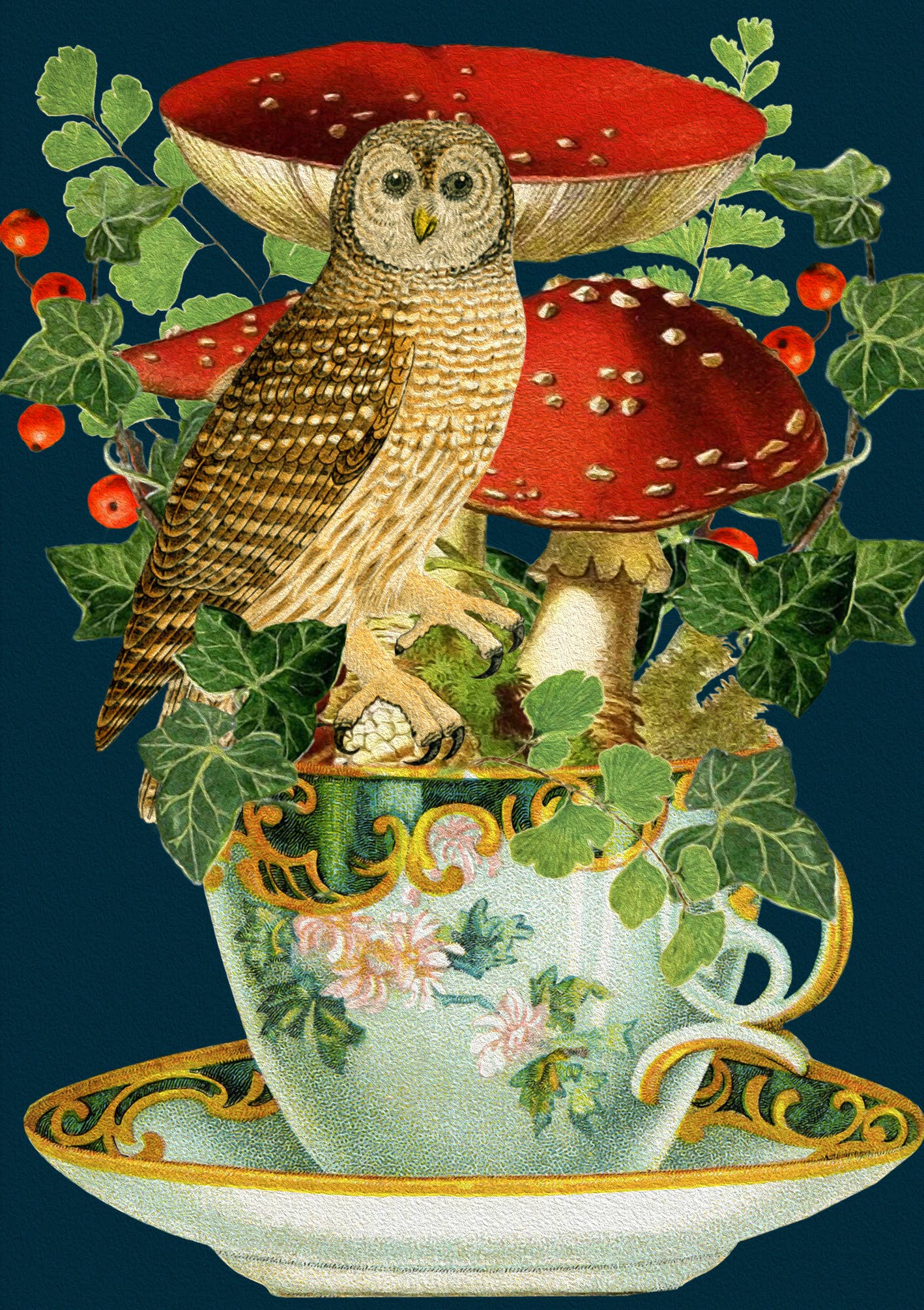RS237P ~ Blank Teacup Garden  Greeting Card