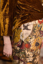 Golden Hour Linen Cropped Artist Pant w/ Floral Print: S/M