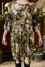 Fleur De Lune Artist Dress Tunic w/ Pockets, Florals & Bees: L/XL (fits approx. size 12-16)