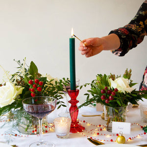 Red Glass Candlestick